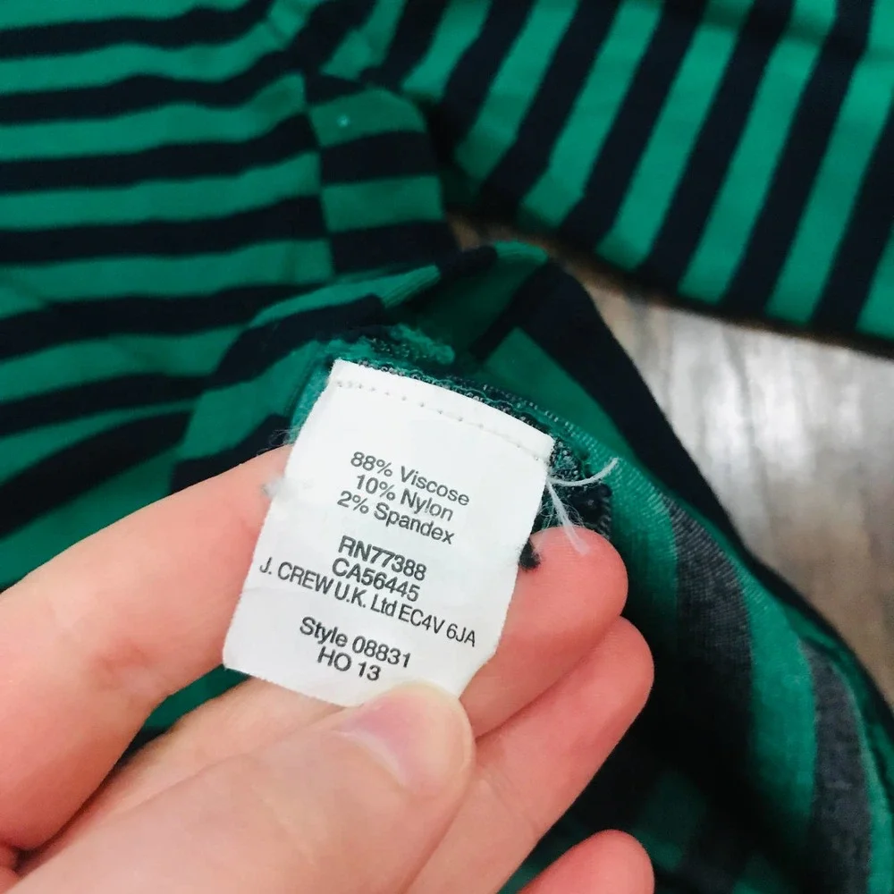 Madewell size extra small XS green and black striped 3/4 pointe knit peplum top - Picture 5 of 5